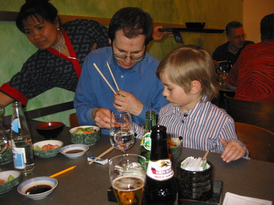 2003 03 25 Sushi mit Eva und klein Laura